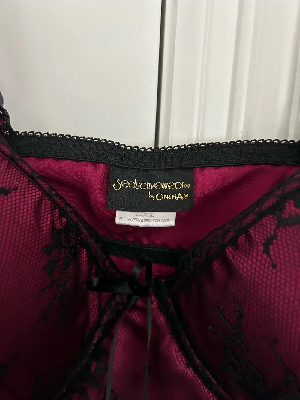 Plum Satin & Black Lace Top - Picture 3 of 4